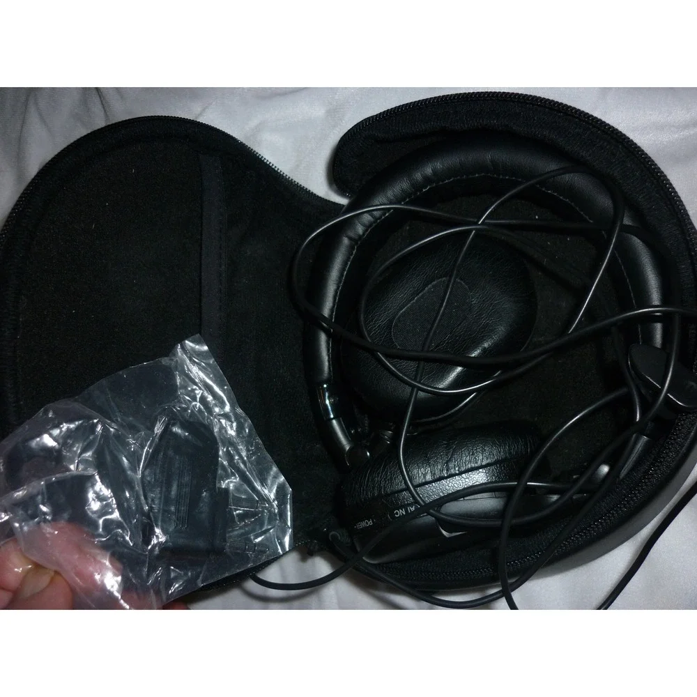 Sony MDR-NC500D Digital AI Noise Canceling Headphones Folding Travel Case Bundle